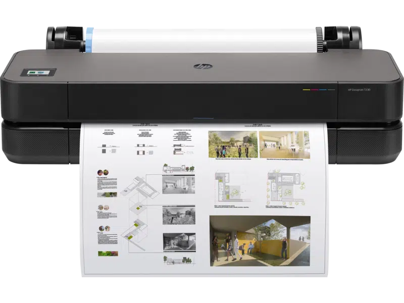 HP Designjet T230 printing full color 24 inch wide print from roll feed