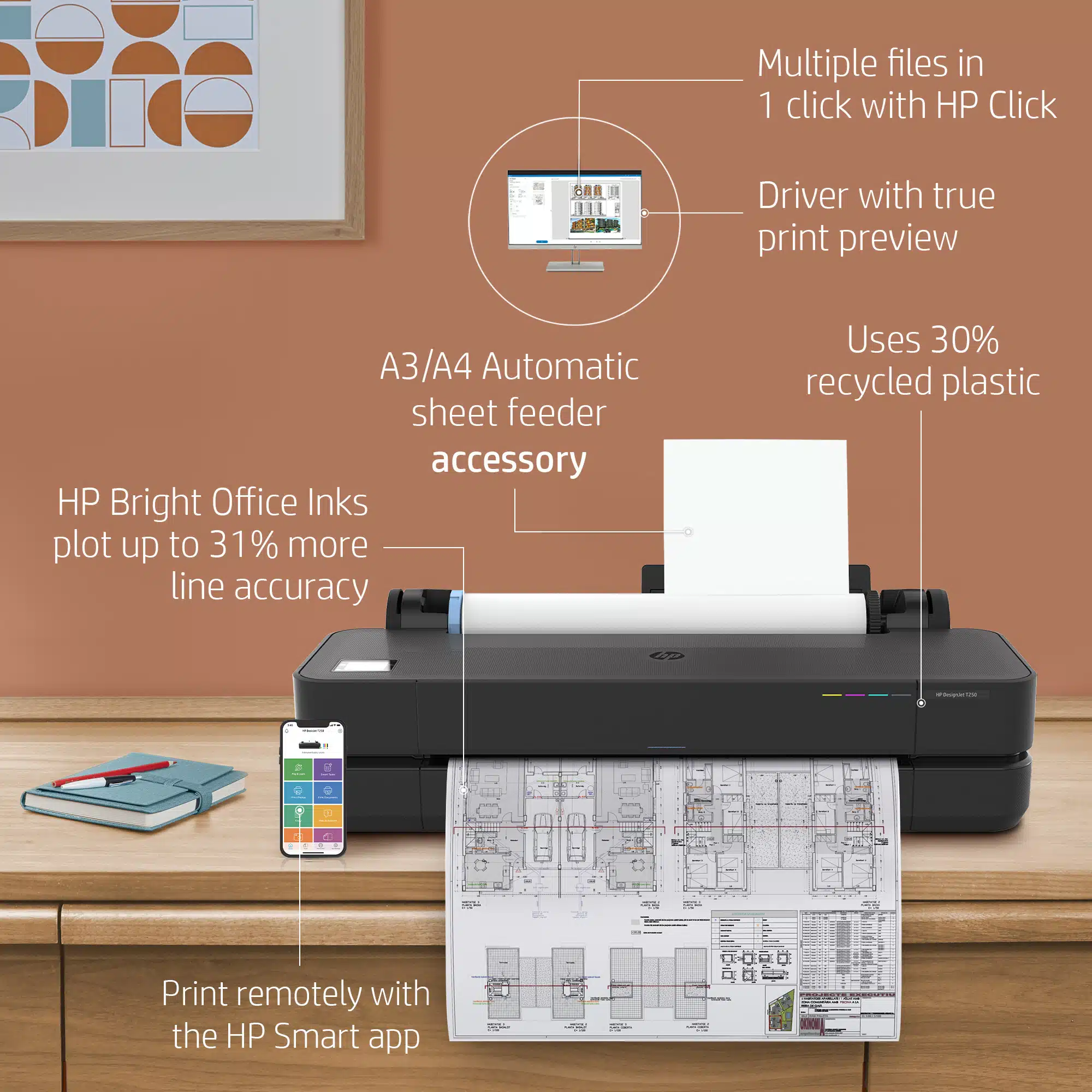HP Designjet T230 buying facts - A3 auto feed sheet feeder accessory